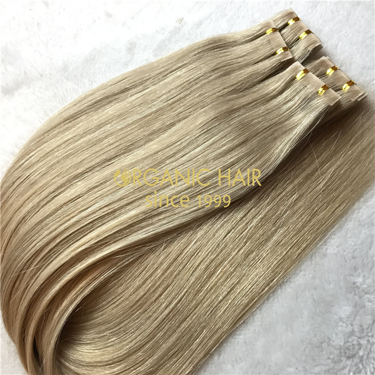 Piano color human hair pu skin weft extensions X116